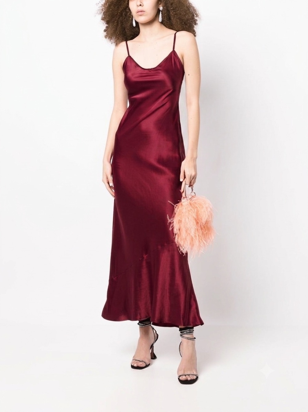 NEW REFORMATION Parma Silk Burgundy Red Slip Dress, wedding guest max dress - Picture 3 of 14